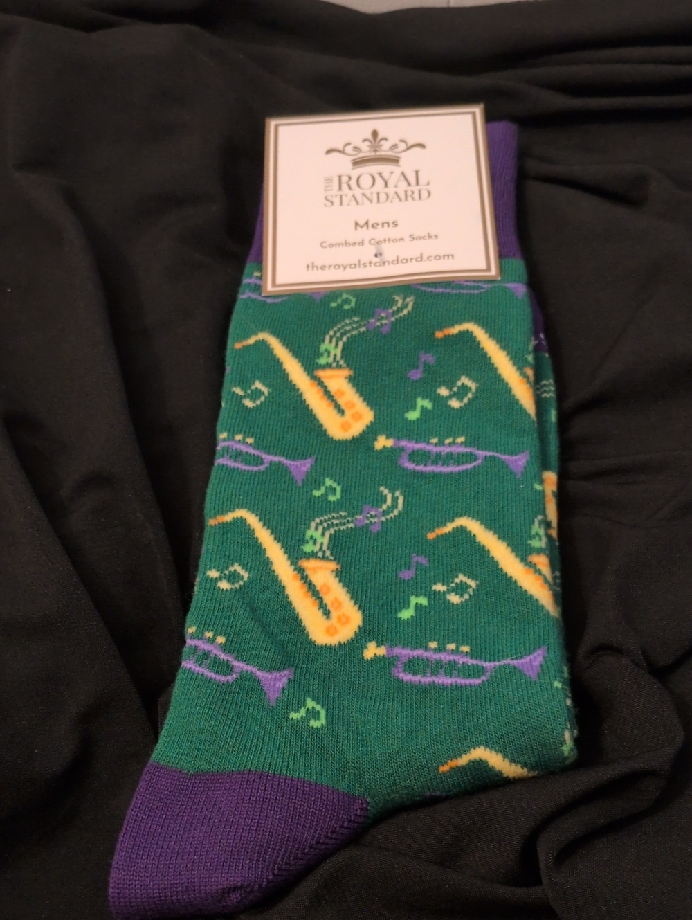 The Royal Standard Men’s Green Saxophone & Trumpet Pattern Socks